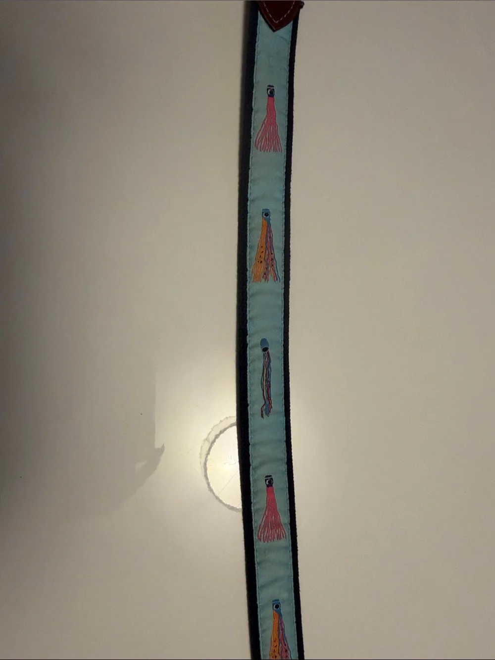 Kids Belt with Brown Leather and Fishing Lure Ribbon